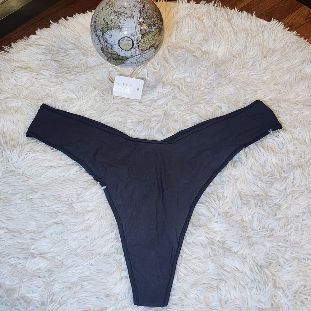 NWOT SKIMS JELLY SHEER DIPPED THONG/ ONYX/ 4X